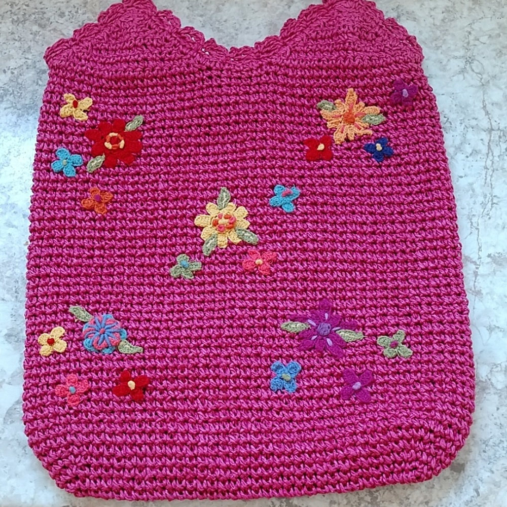 NEW Hot Pink Straw Bag Tote Lined Purse Inside Zip St. Johns Bay Embroidered - Picture 3 of 8